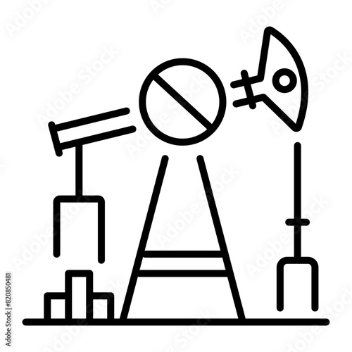 Latest line style icon of oil rig 