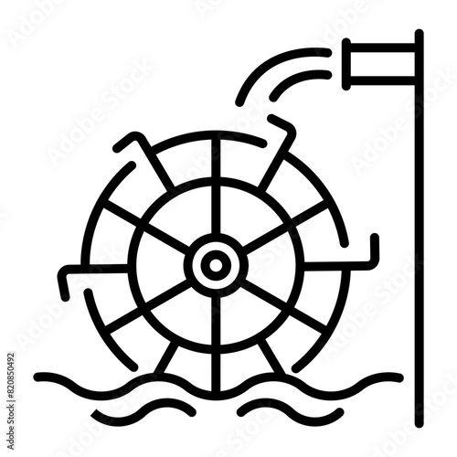 Water turbine line style icon 