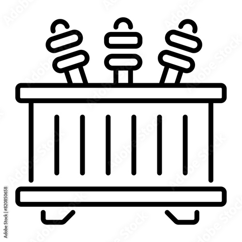 Handy linear icon of a power transformer 