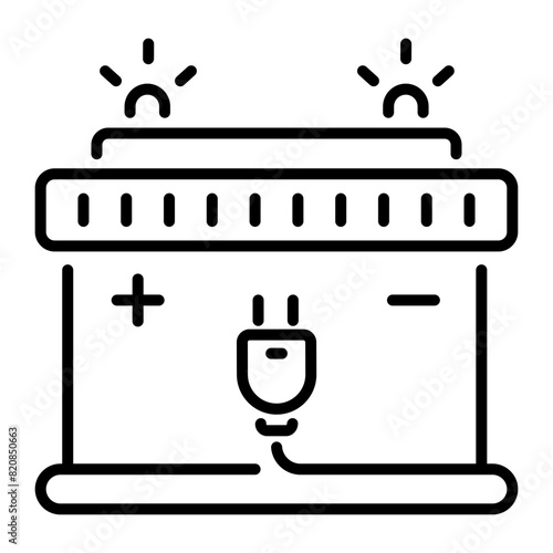 Easy to edit linear icon of a rechargeable battery 