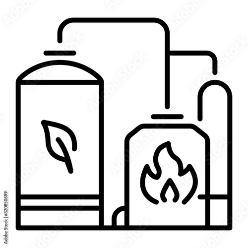 Here’s a linear icon of a biofuel refinery 