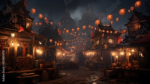 Chinese lanterns in the old town of Lijiang  China