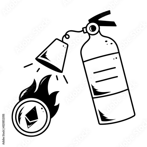 Trendy hand drawn icon of crypto destroy 