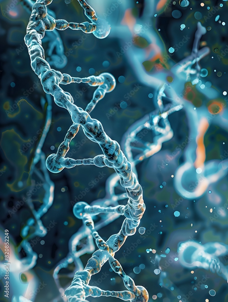 Vibrant D of Intricate Microscopic DNA Molecule Structure in Classic Biology Textbook Style Vibrant D of Intricate Microscopic DNA Molecule Structure in Classic Biology Textbook Style