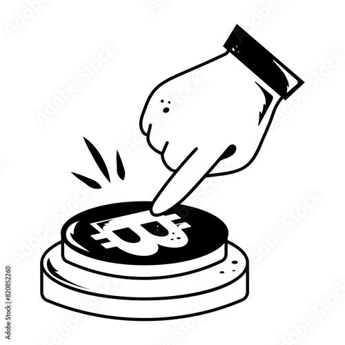 A hand drawn icon of bitcoin button 