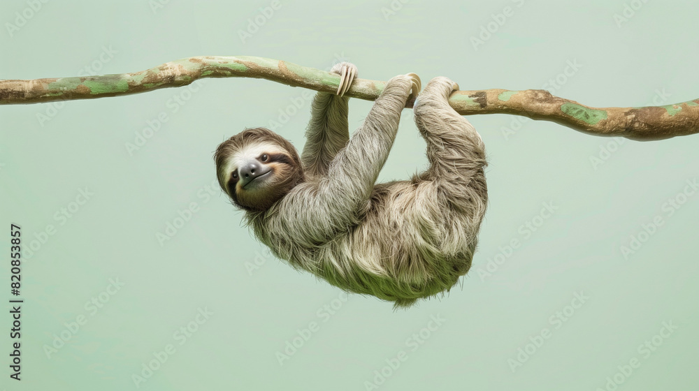 Fototapeta premium Sloth Hanging From Tree Branch