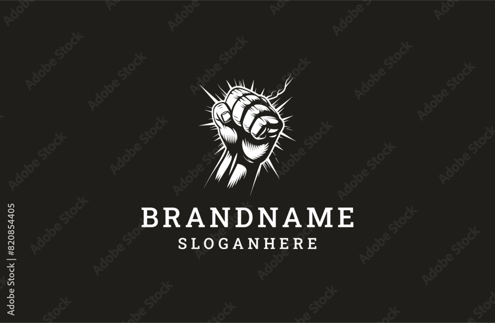 Obraz premium Fist hand logo icon design template vector illustration