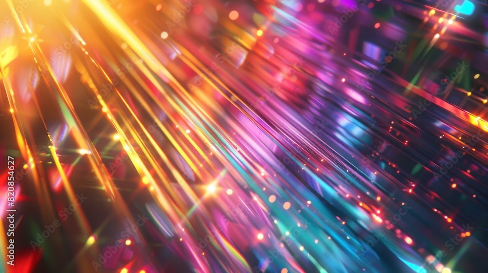 Obraz premium Abstract Lines Refract Glowing Beams and Dazzling Bokeh