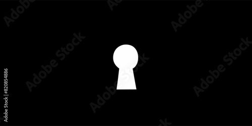 Keyhole on a black background. Illustration of Dark wall with light from keyhole