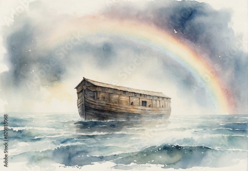 During the deluge, with the rain coming down, Noah's Ark.rambo and the cloud  photo