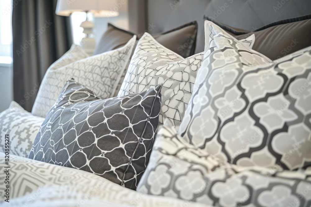 Elegant Bedding Arrangement with Geometric Pillows