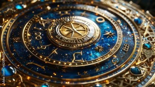 Wallpaper Mural Exquisite celestial clock artwork with zodiac signs Torontodigital.ca