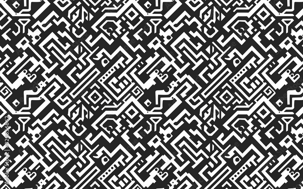 Fototapeta premium Black and White Tribal Geometric Pattern