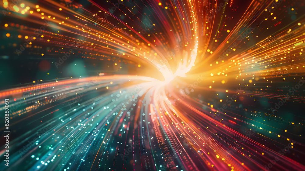 Fototapeta premium Abstract background with colorful rays and bokeh lights
