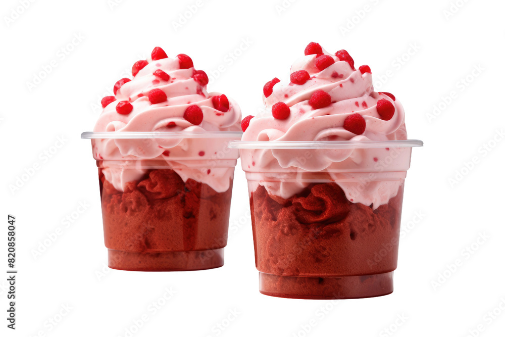 Sweet Symmetry: Two Cups of Ice Cream Delight on Transparent PNG Background... Sweet Symmetry: Two Cups of Ice Cream Delight on Transparent PNG Background...