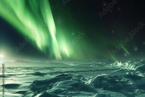 Generative ai on theme of beautiful northern lights  bright aurora borealis winter in atmosphere