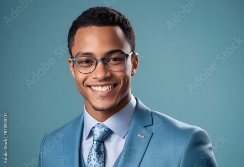 Casual businessman with glasses smiles confidently for a close-up portrait concept