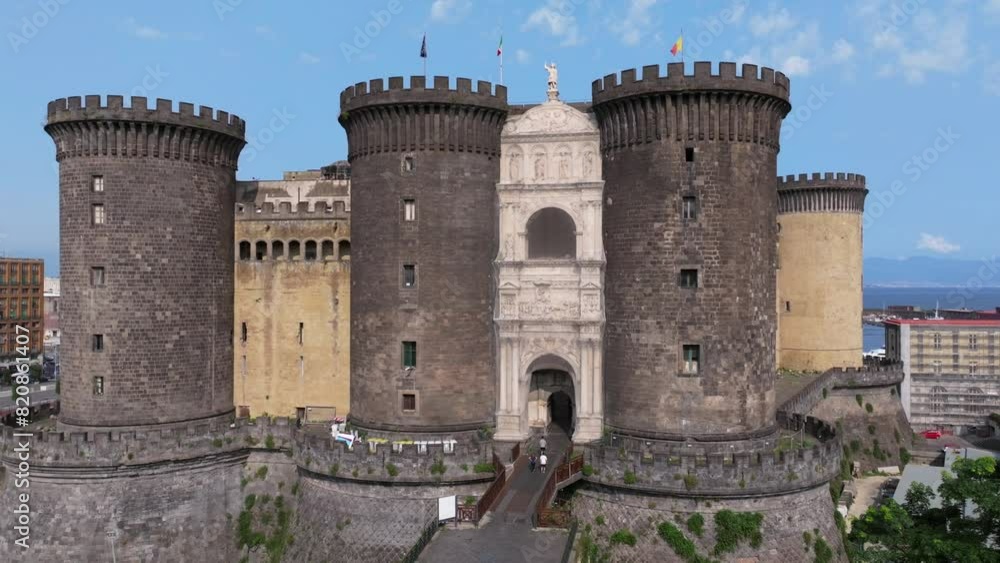 A view of Napoli, Italy, Aerial view of the historic center, panoramic drone view of the entire city of Italy. Flight over historical landmarks, narrow streets A view of Napoli, Italy, Aerial view of the historic center, panoramic drone view of the entire city of Italy. Flight over historical landmarks, narrow streets