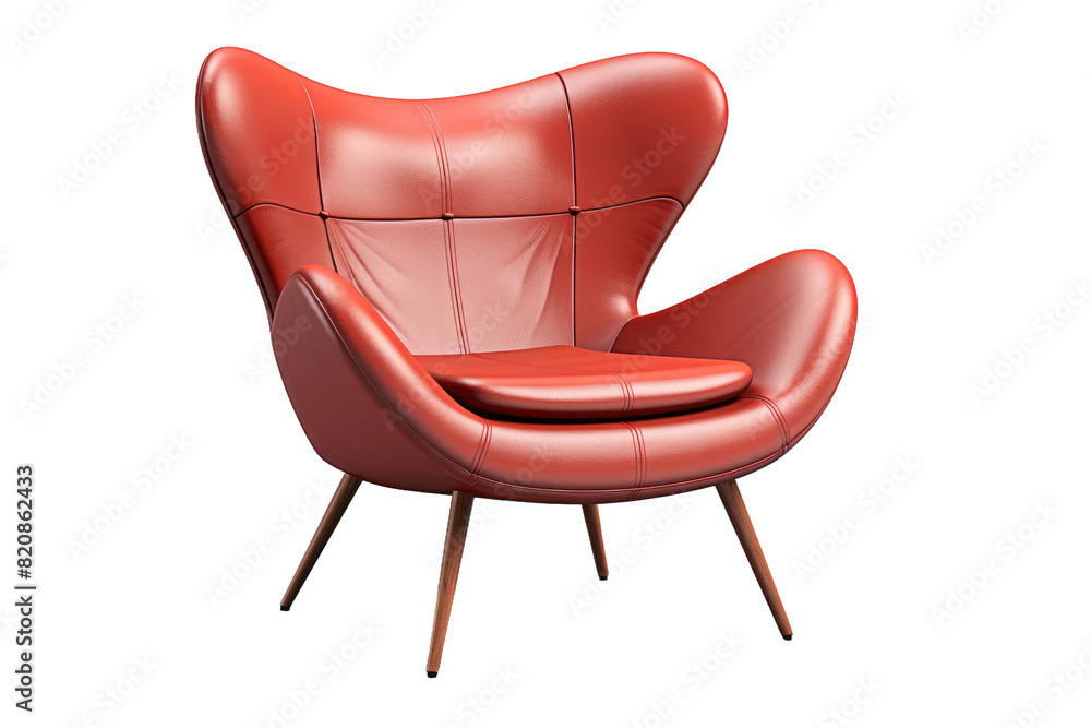 Ruby Throne: A Red Leather Chair in Solitude on Transparent PNG Background... Ruby Throne: A Red Leather Chair in Solitude on Transparent PNG Background...