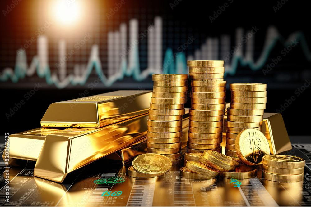 Generative ai on theme of beautiful gold growth chart for design natural abstract background Generative ai on theme of beautiful gold growth chart for design natural abstract background