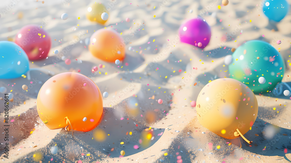 Fototapeta premium Colorful shiny balloons on the beach