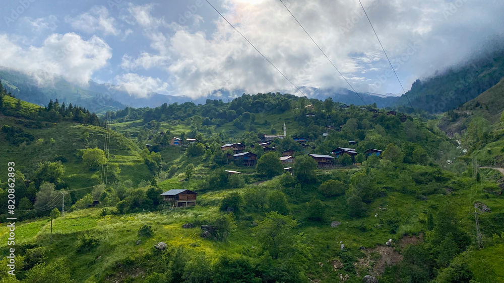 artvin plateau house above the clouds blue clear sky