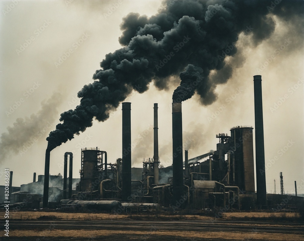 industry metallurgical plant dawn smoke smog emissions bad ecology aerial photography. AI Generated. industry metallurgical plant dawn smoke smog emissions bad ecology aerial photography. AI Generated.