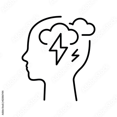 Depression line black icon. Human disease sign for web page, mobile app,
