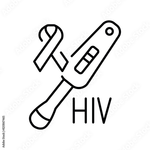 HIV test line black icon. Human disease sign for web page, mobile app,