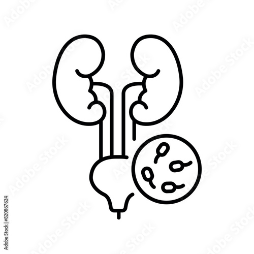 Urinary tract infection line black icon. Human disease sign for web page, mobile app,