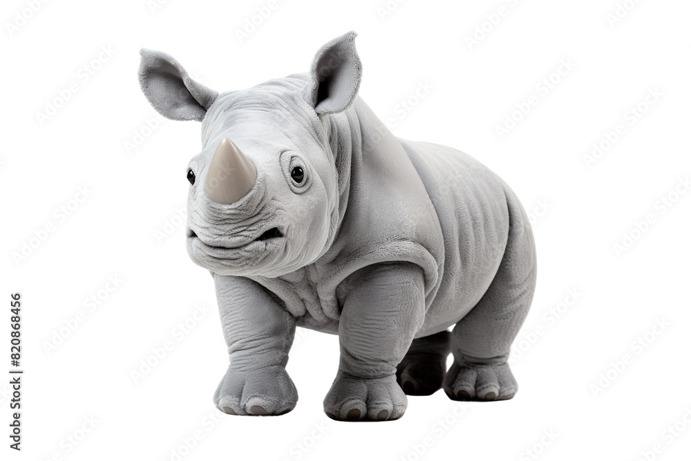 Majestic Miniature Rhino Grazing on a Blank Canvas on Transparent PNG Background... Majestic Miniature Rhino Grazing on a Blank Canvas on Transparent PNG Background...