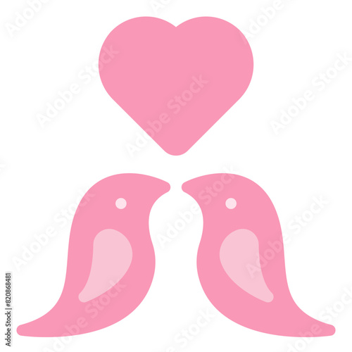 Love Birds Icon in Flat Style