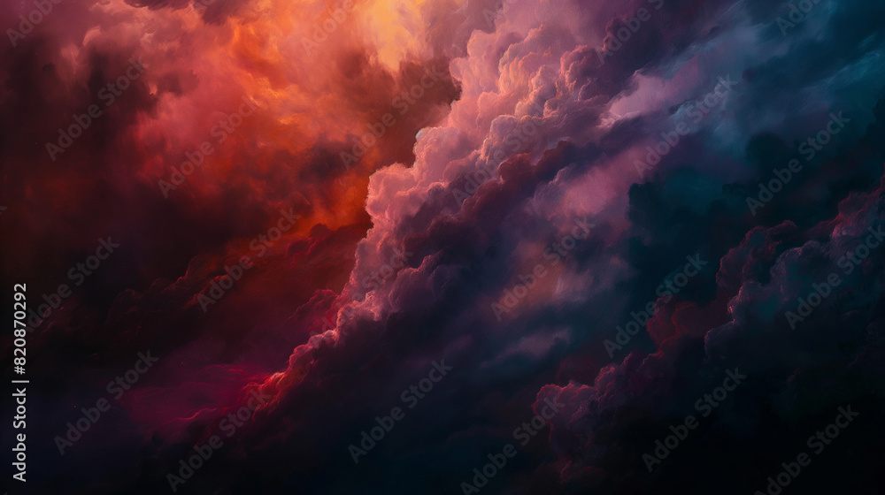 Renaissance Dark Stormy Cloud Painting: Charcoal, Red, Ruby, Wine Red at Twilight in Chiaroscuro Style Renaissance Dark Stormy Cloud Painting: Charcoal, Red, Ruby, Wine Red at Twilight in Chiaroscuro Style