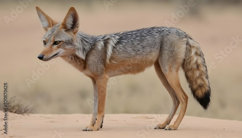 A Jackal With Its Tail Curled Around Its Body In C