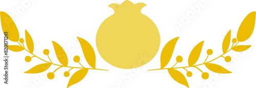 Vector clip art of symmetric floral branches and pomegranate