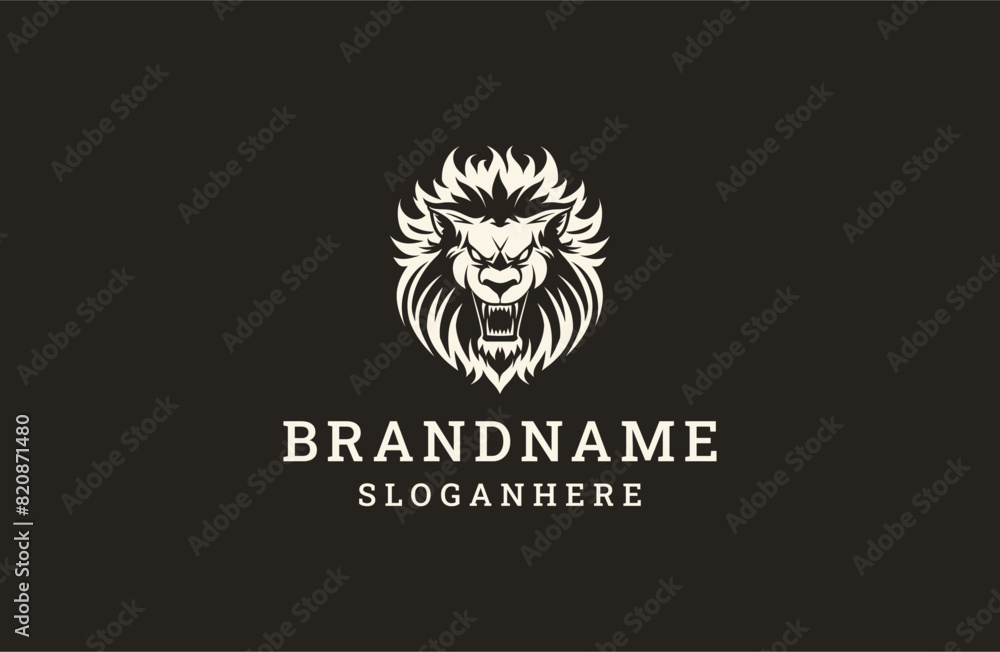 Obraz premium Head lion logo icon design template vector illustration