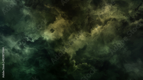 Background of Renaissance Dark Stormy Clouds  Turbulent Obsidian  Green  Moss  Olive  Cinematic 