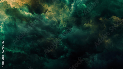 Background of Renaissance Dark Stormy Clouds  Turbulent Obsidian  Green  Moss  Olive  Cinematic 