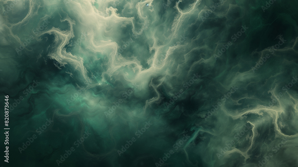 Obraz premium Background of Renaissance Dark Stormy Clouds: Brooding Cyan Teal Turquoise Nightfall Chiaroscuro