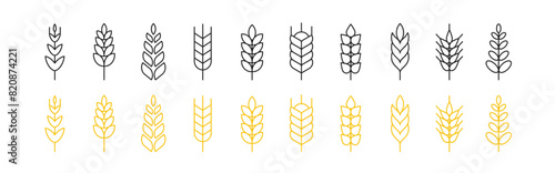 Wheat spike, grain icon set. Vector EPS 10