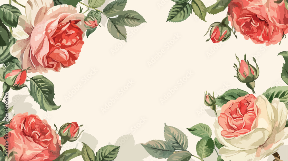 Horizontal banner decorated with blooming garden Engl
