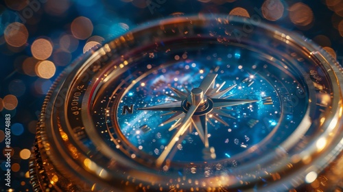 Wallpaper Mural Compass on astronaut suit, concept of space navigation, stars in the background Torontodigital.ca