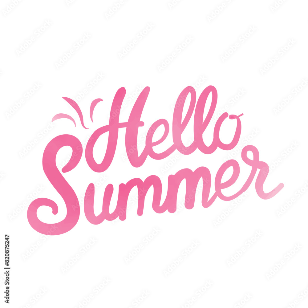 Hello Summer watercolor lettering. Summer Time logo Templates. Isolated Typographic Design Label. Summer Holidays lettering for invitation, greeting card, prints and posters. Vector illustration