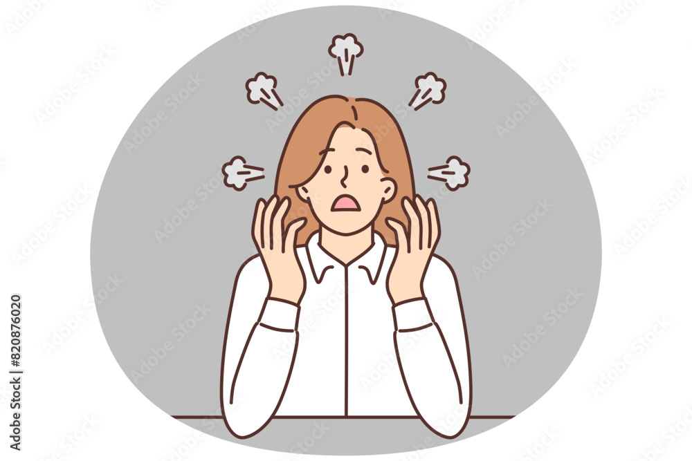 Angry businesswoman with smoke from head Angry businesswoman with smoke from head