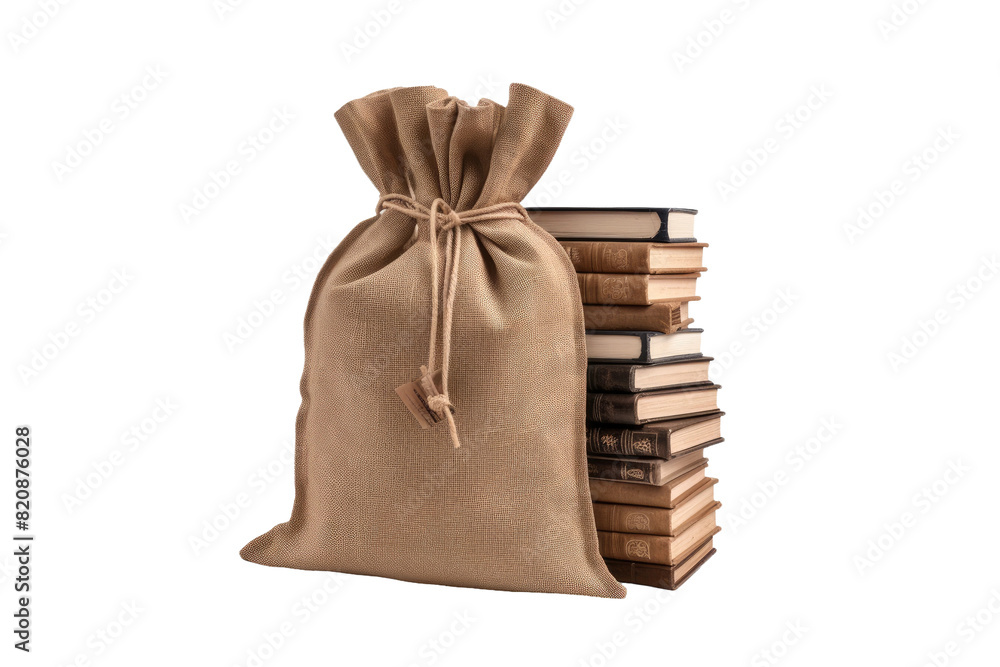The Literary Voyage: A Tower of Knowledge in a Satchel on Transparent PNG Background... The Literary Voyage: A Tower of Knowledge in a Satchel on Transparent PNG Background...