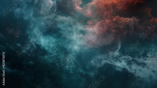 Background of Renaissance Dark Stormy Clouds  Brooding Cyan Teal Turquoise Nightfall Chiaroscuro