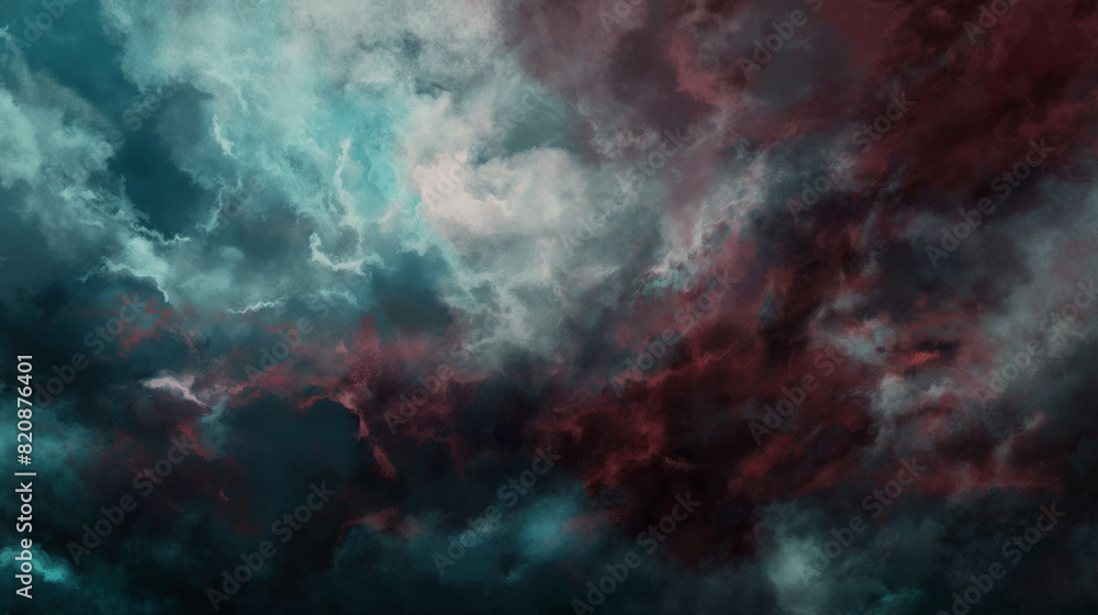 Background of Renaissance Dark Stormy Clouds: Brooding Cyan Teal Turquoise Nightfall Chiaroscuro