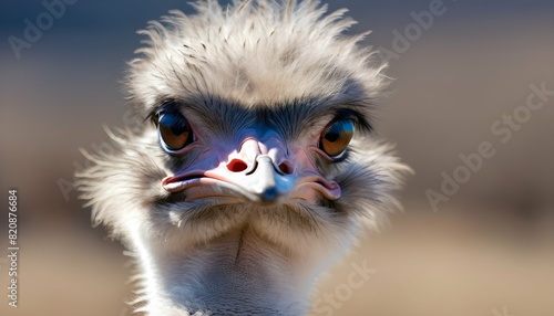 An Ostrich With Its Feathers Fluffed Up Against Th