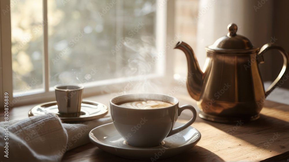 hot coffee on the table