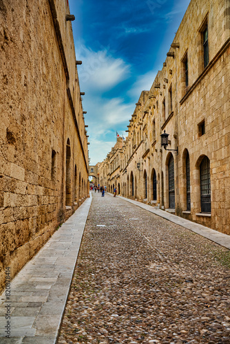 Streets inside the old town on the island of Rhodes.